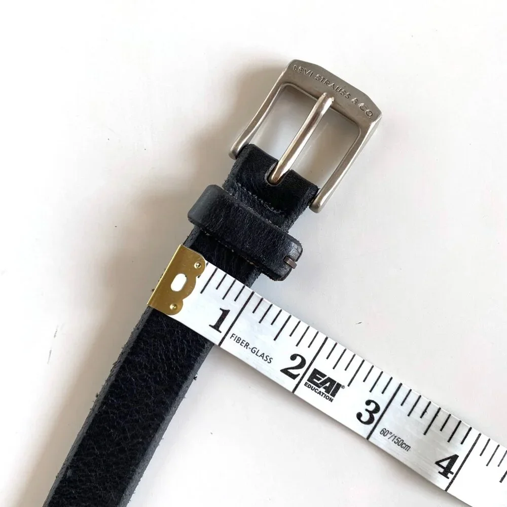 Levi’s Strauss & Co Youth Black Genuine Leather Belt XL Silver Buckle Made in US